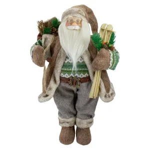 18" Standing Santa Christmas Figurine Carrying Presents and Skis