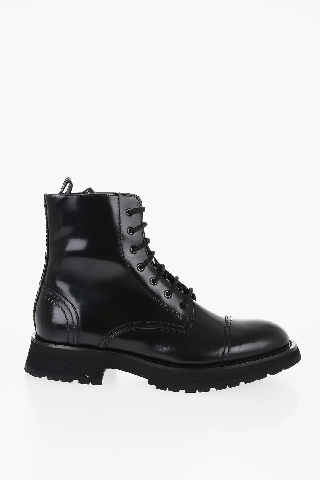 Alexander McQueen Brushed Leather Combat Boots