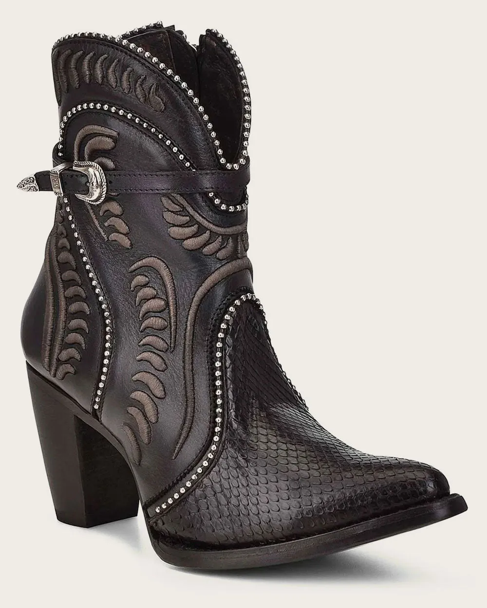 Ankle black python bootie