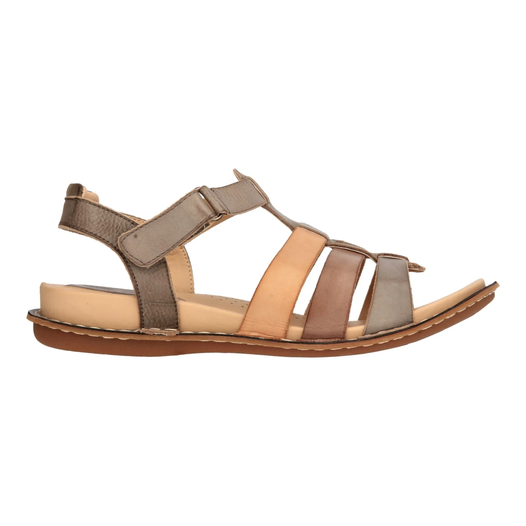 Barani Grey Multi Leather Sandals (Triple Strap)