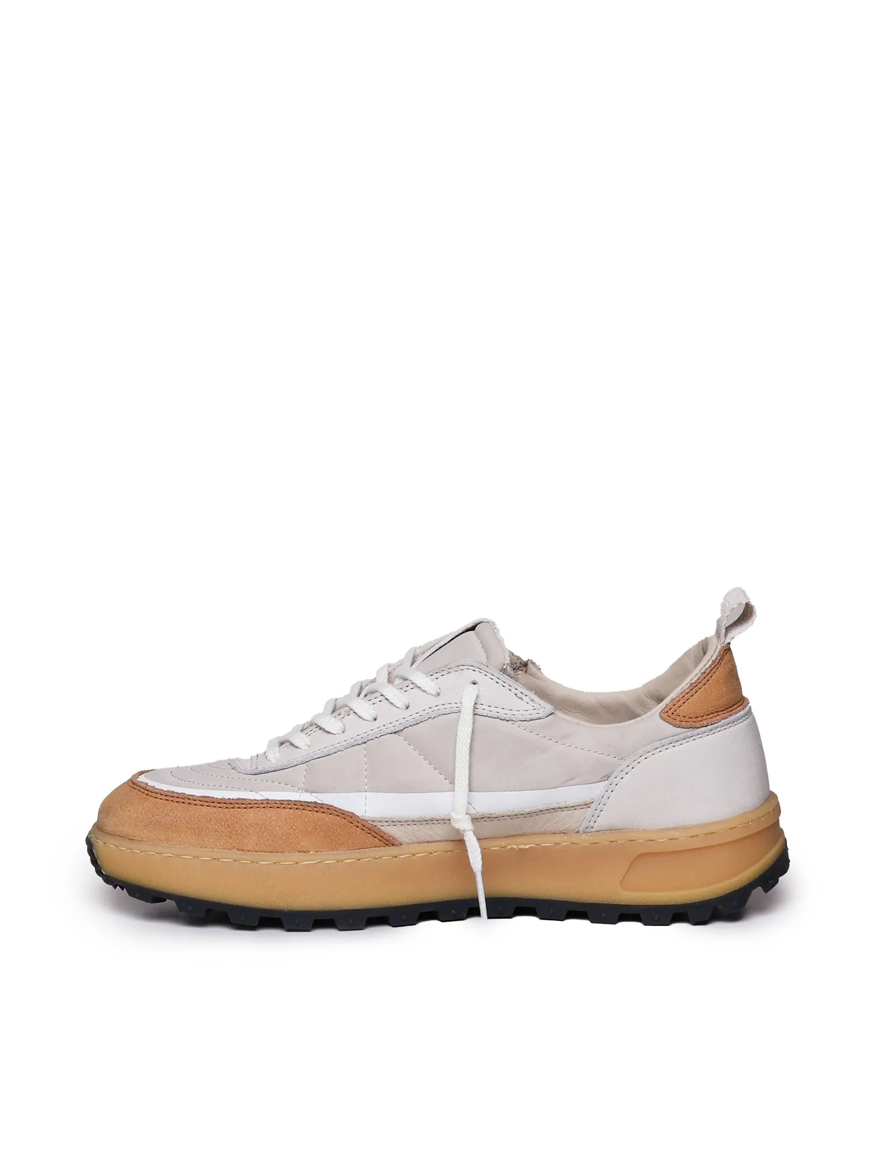 Beige Ivory Suede Lace-Up Sneakers