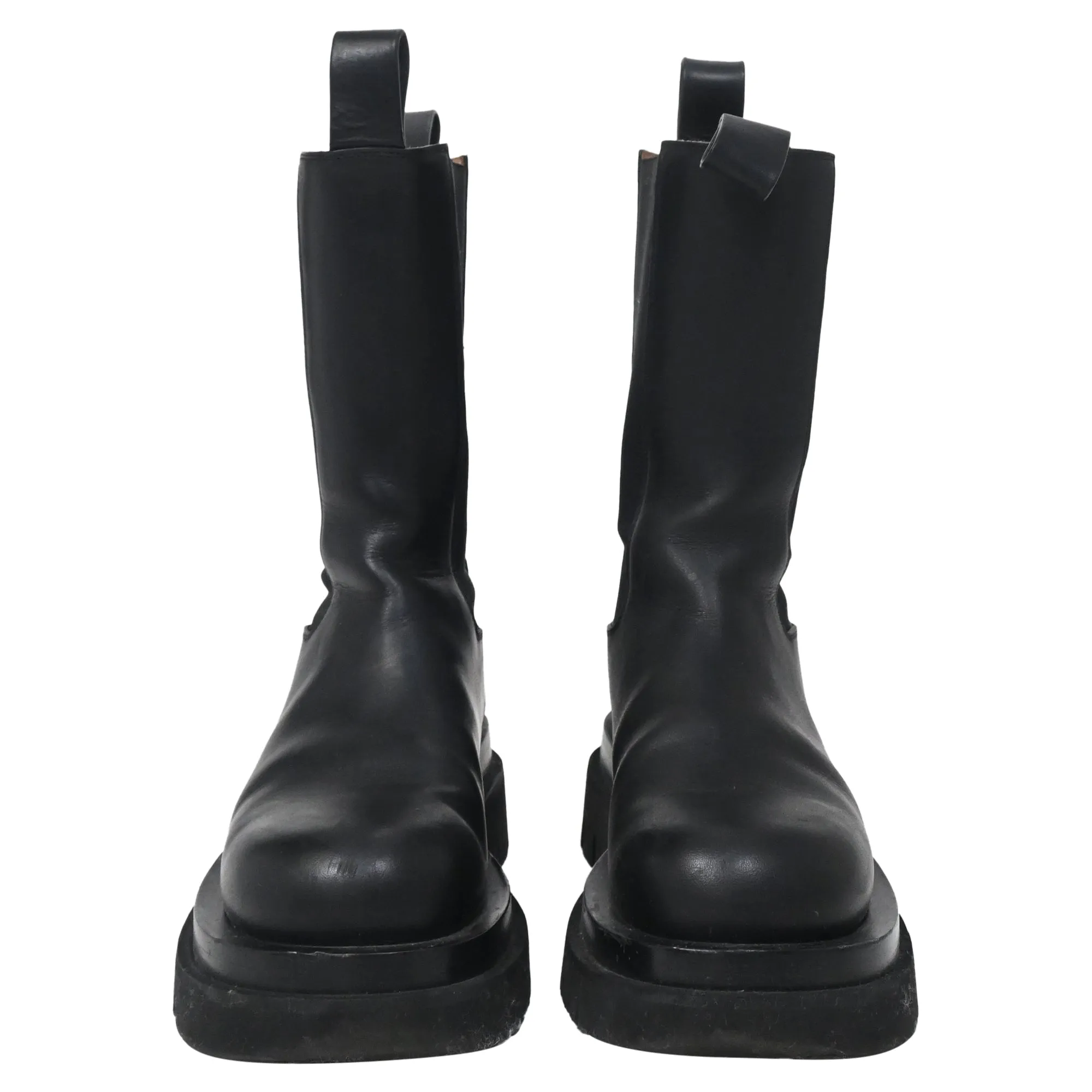 Bottega Veneta Lug Boots in Black Leather