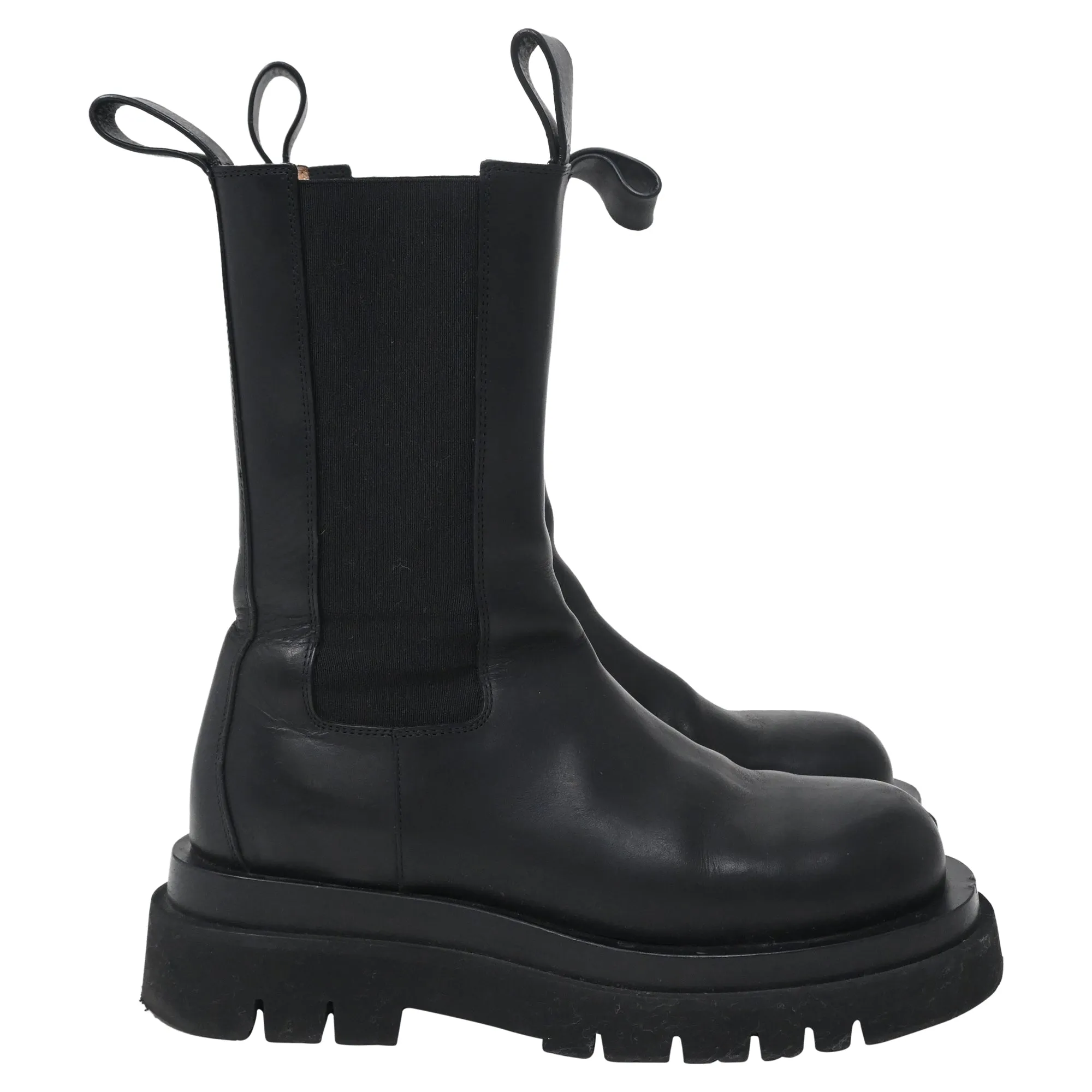 Bottega Veneta Lug Boots in Black Leather