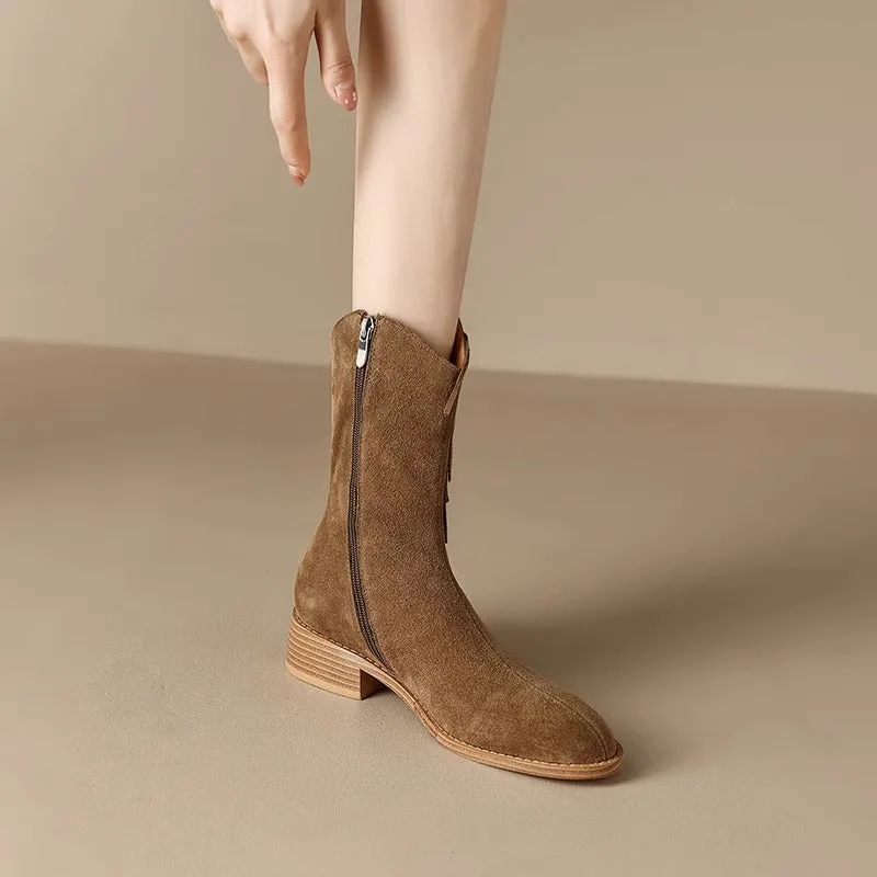 British Vintage-Inspired Chunky Heel Martin Boots