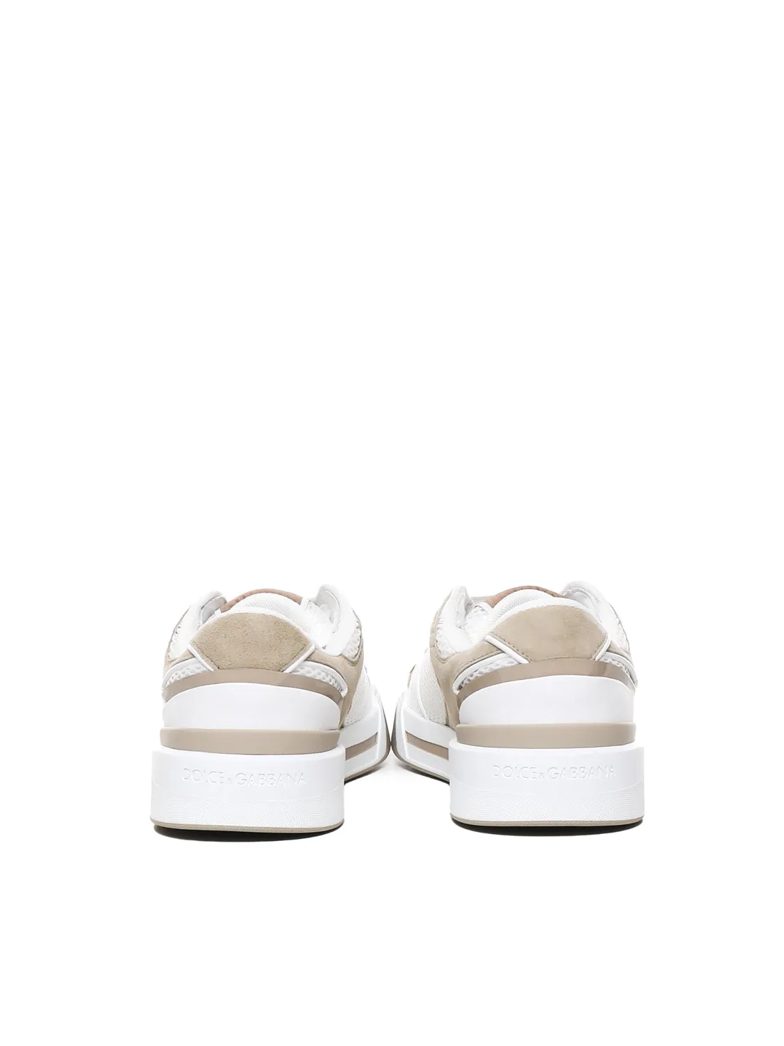 Calfskin Low Top Sneakers in White and Beige