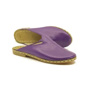 Closed Toe Leather Men's Slippers Purple