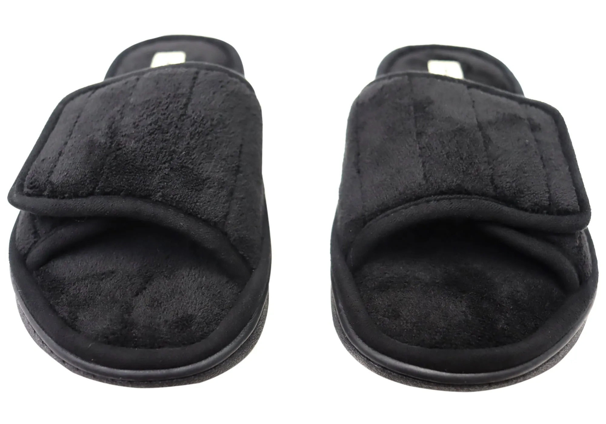 Dearfoams Mens Comfortable Collin Terry Adjustable Slide Slippers