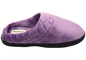 Dearfoams Womens Darcy Microfiber Velour Clog Wide Width Slippers