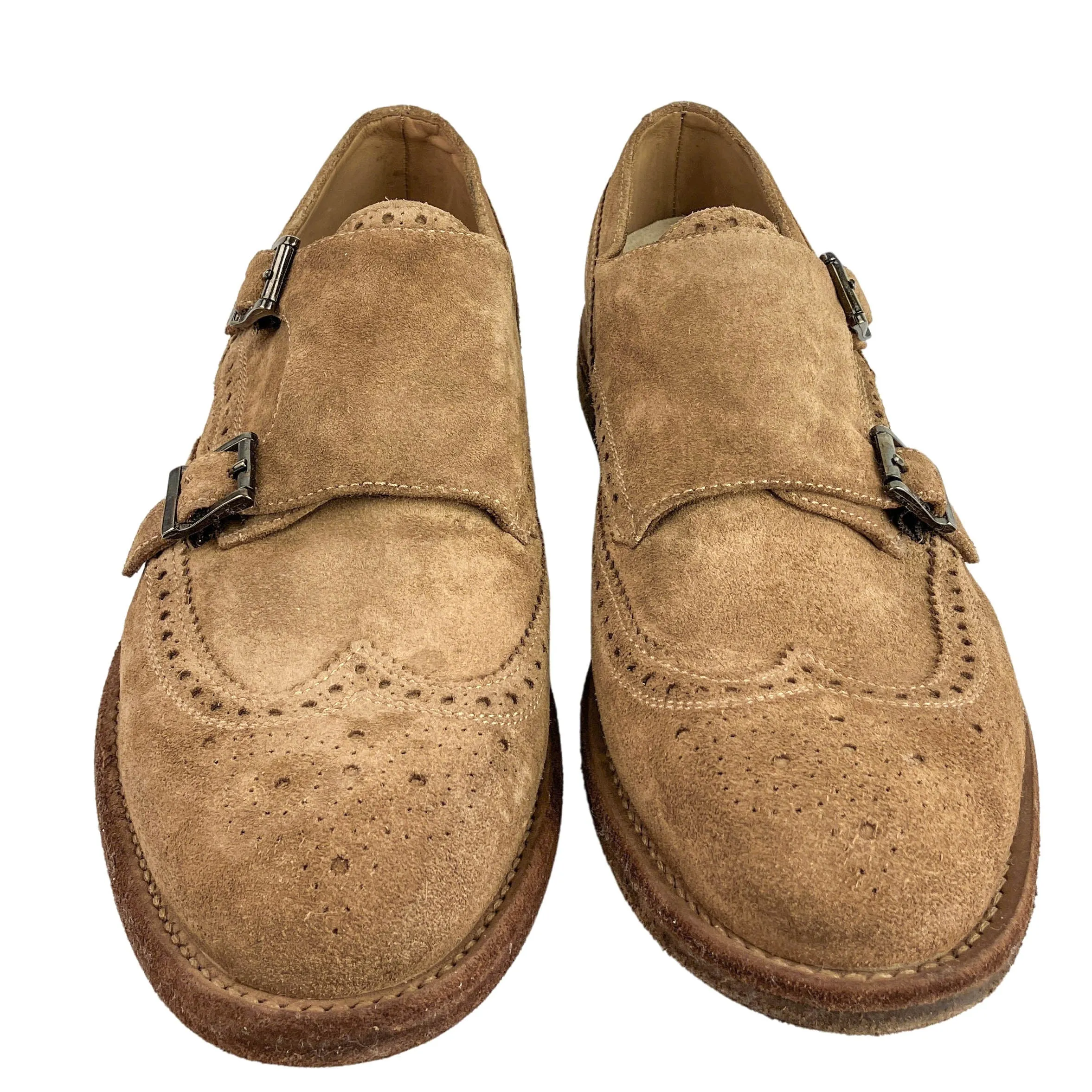 Eleventy Perforated Suede Shoes in Warm Brown