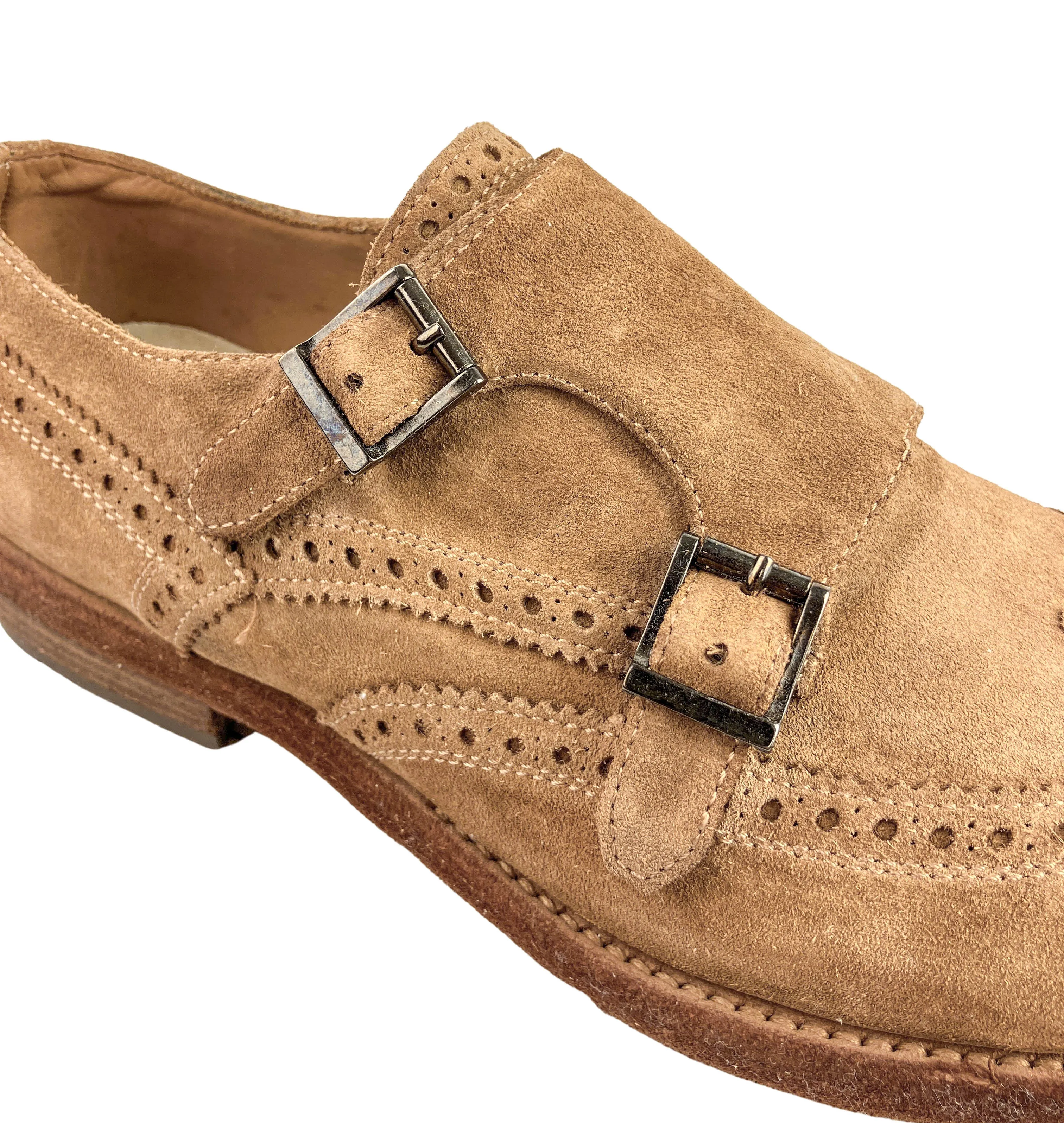 Eleventy Perforated Suede Shoes in Warm Brown