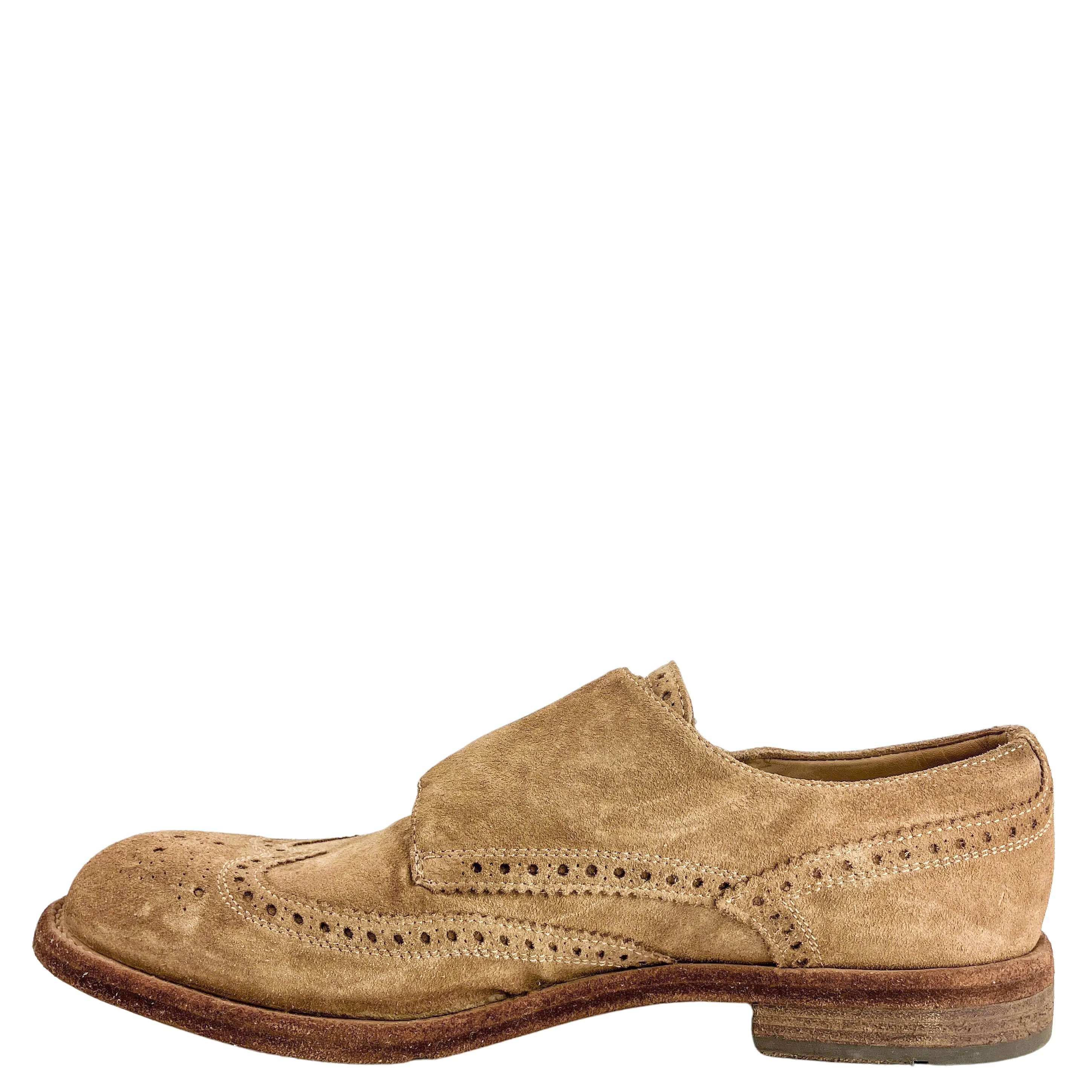 Eleventy Perforated Suede Shoes in Warm Brown