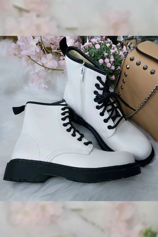 Faux Leather Look Plain Laces Boot