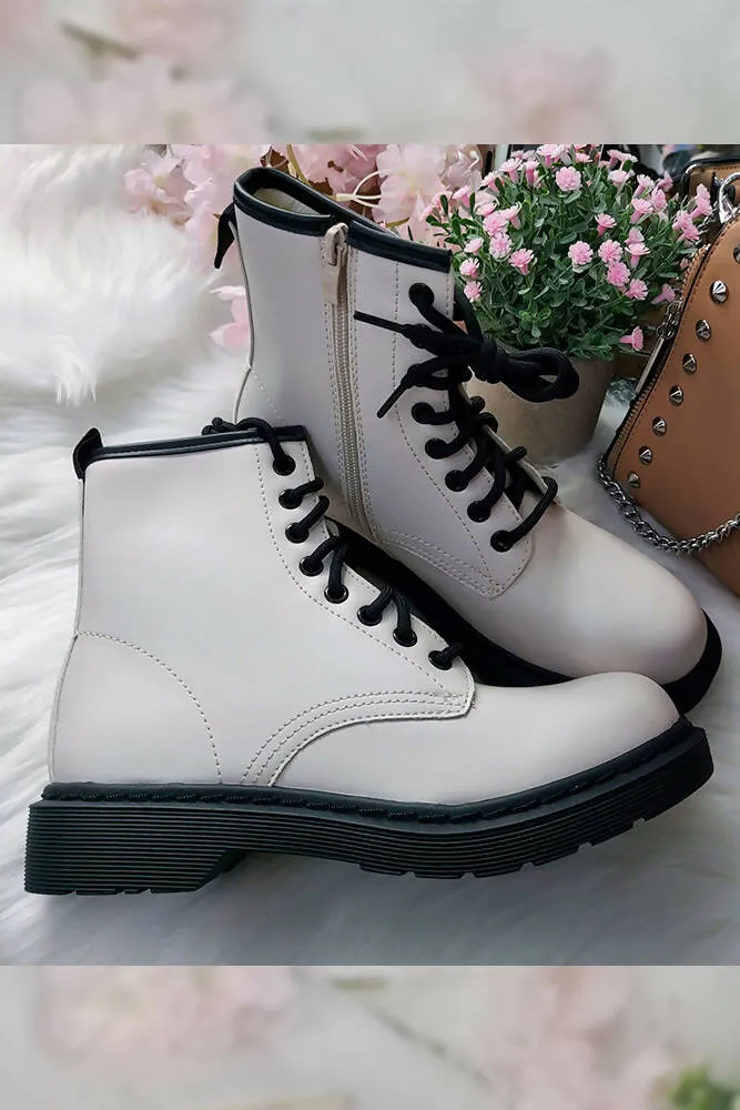 Faux Leather Look Plain Laces Boot