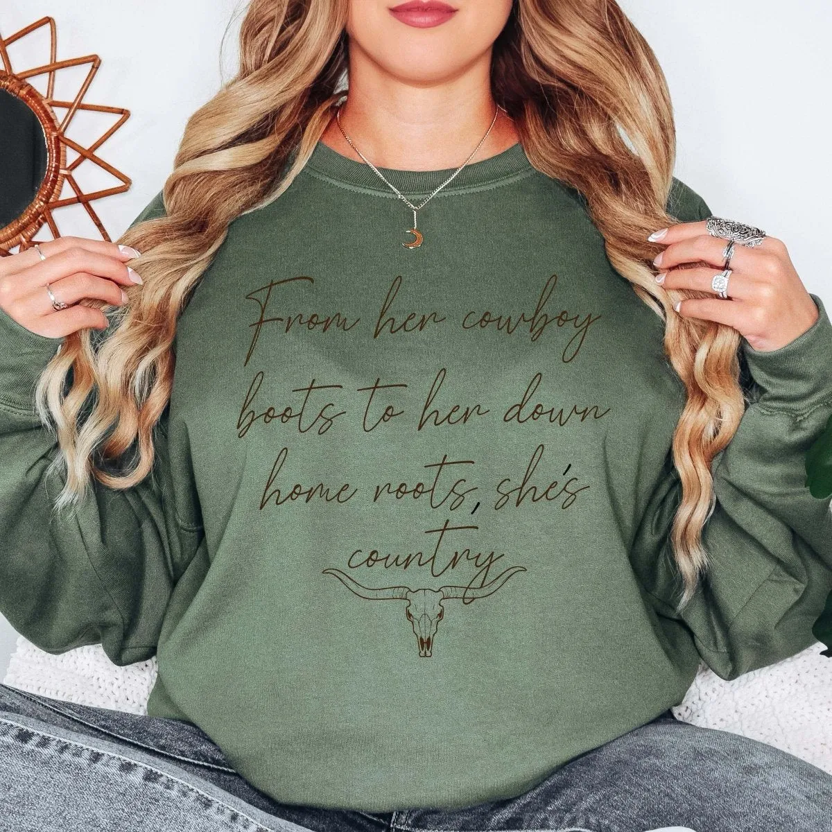 From Her Cowboy Boots Wholesale Sweatshirt - Rapid Shipping