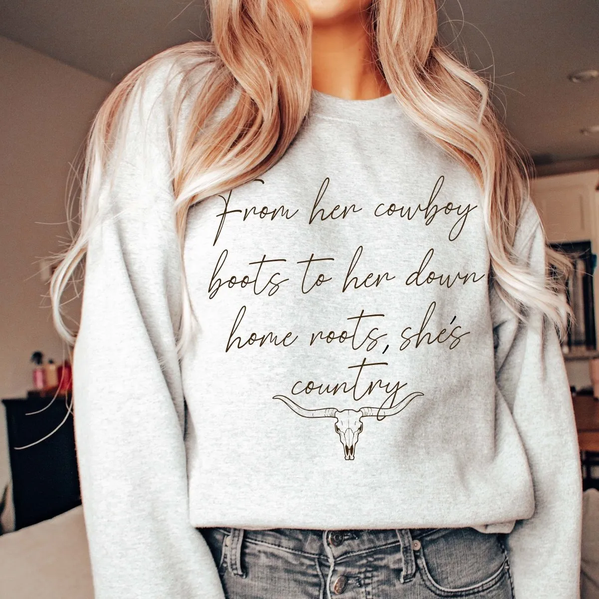 From Her Cowboy Boots Wholesale Sweatshirt - Rapid Shipping