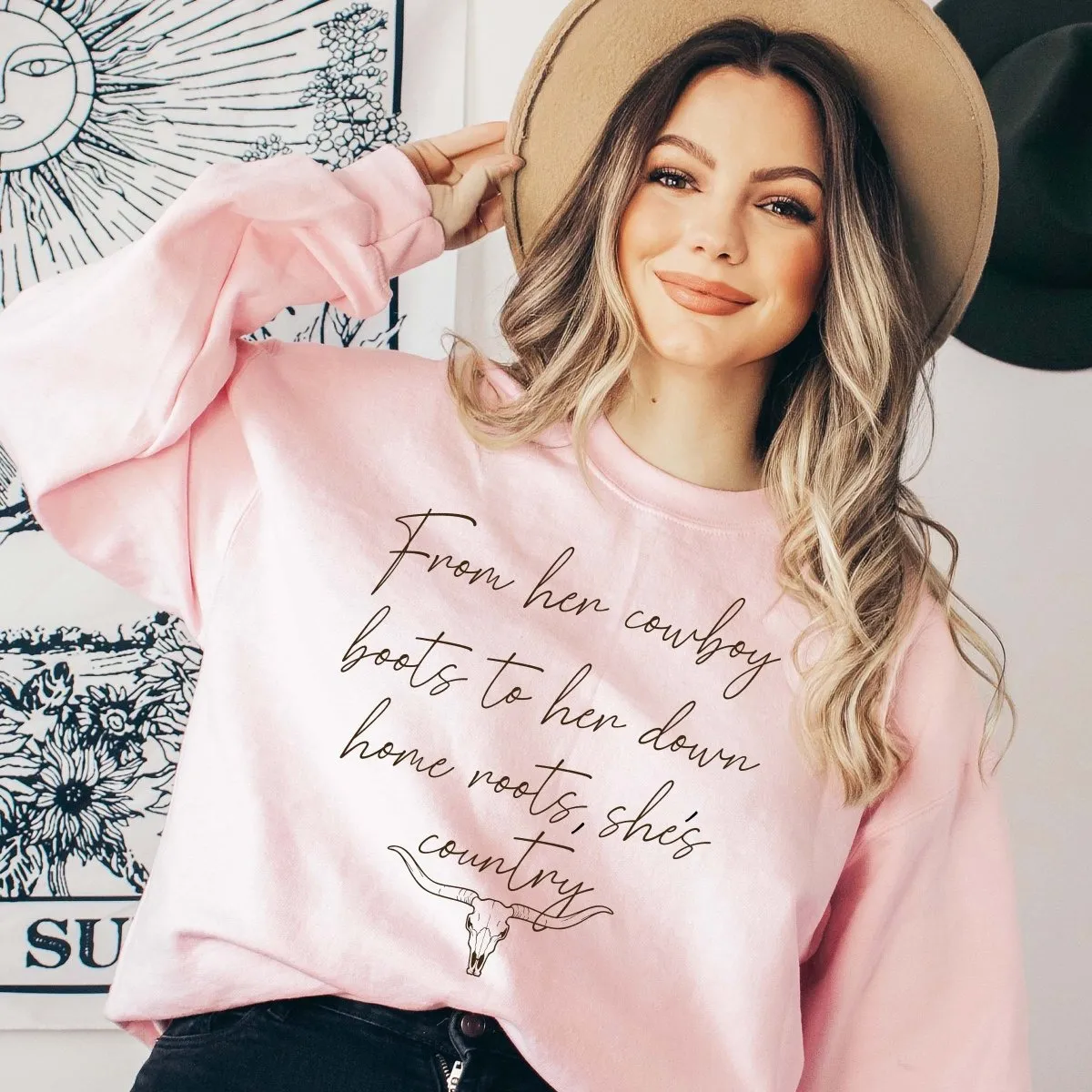 From Her Cowboy Boots Wholesale Sweatshirt - Rapid Shipping