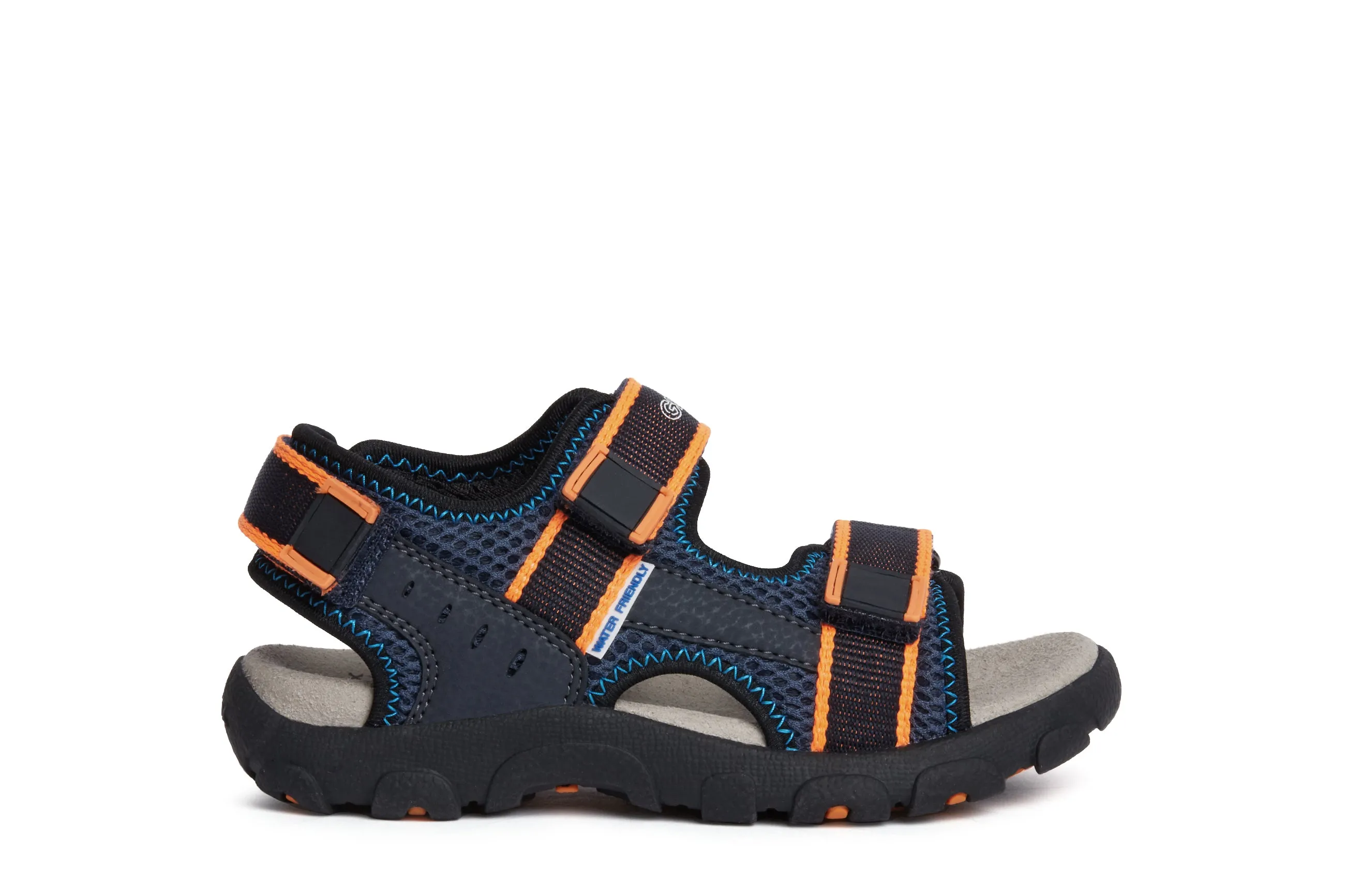 Geox Strada Boys Navy Fluorescent Orange Sandal