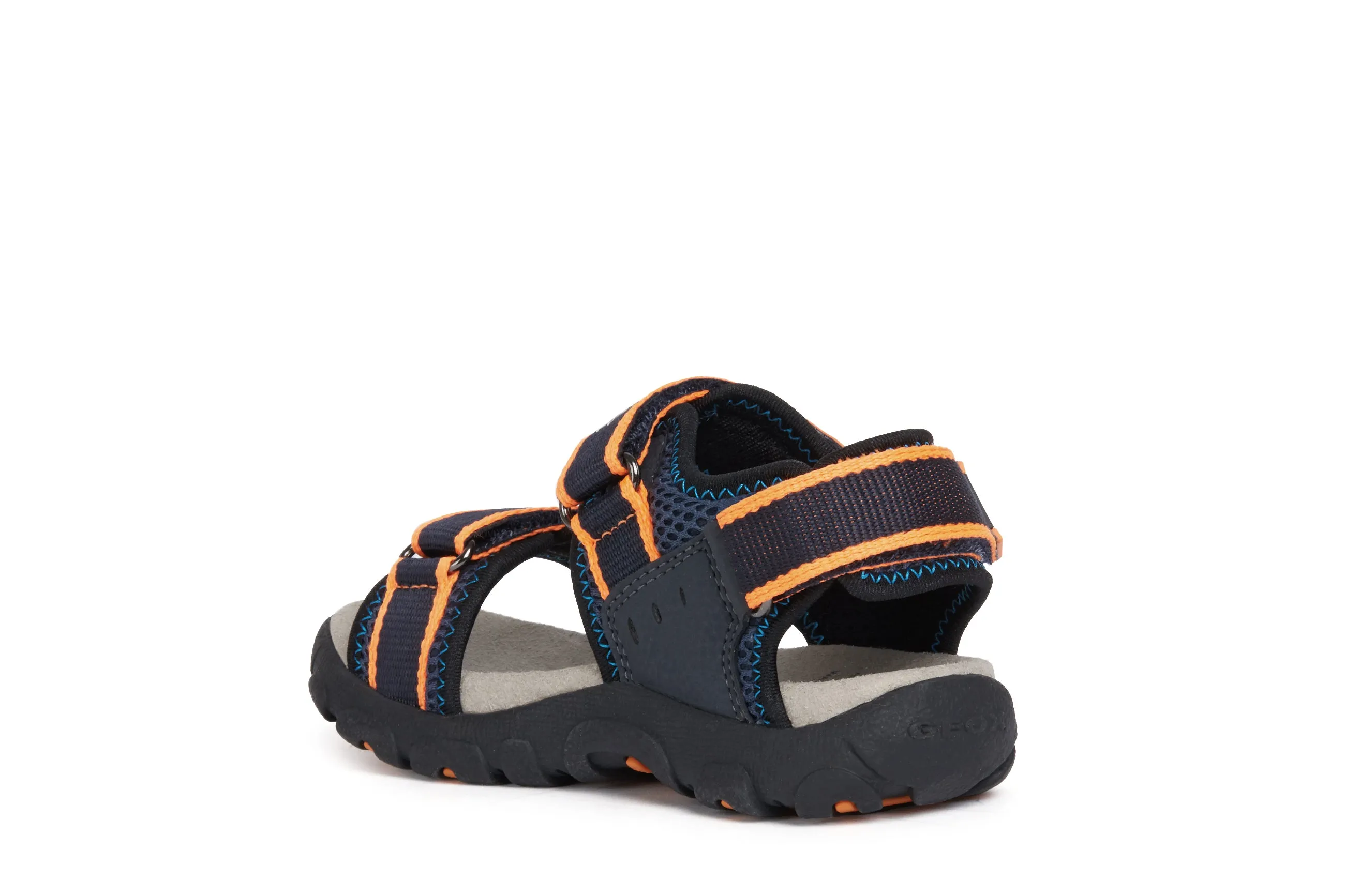 Geox Strada Boys Navy Fluorescent Orange Sandal