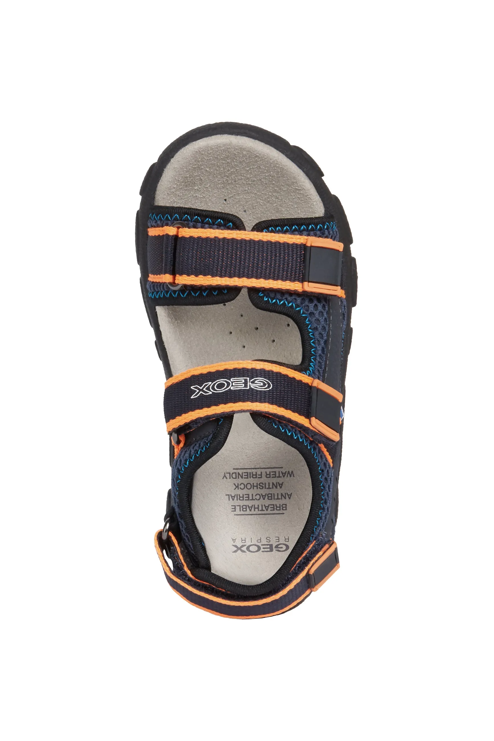 Geox Strada Boys Navy Fluorescent Orange Sandal