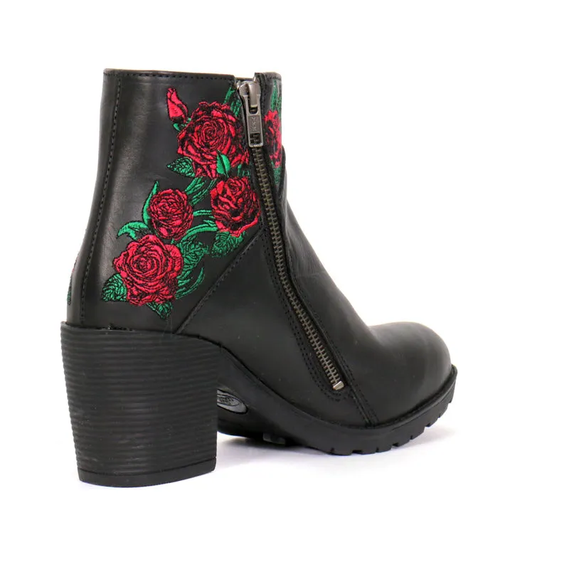 Hot Leathers BTL1008 Ladies Black Wild Roses Zipper Boot