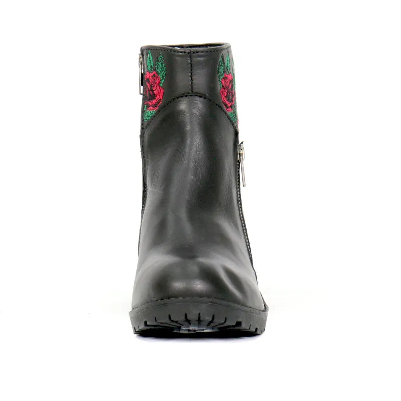 Hot Leathers BTL1008 Ladies Black Wild Roses Zipper Boot