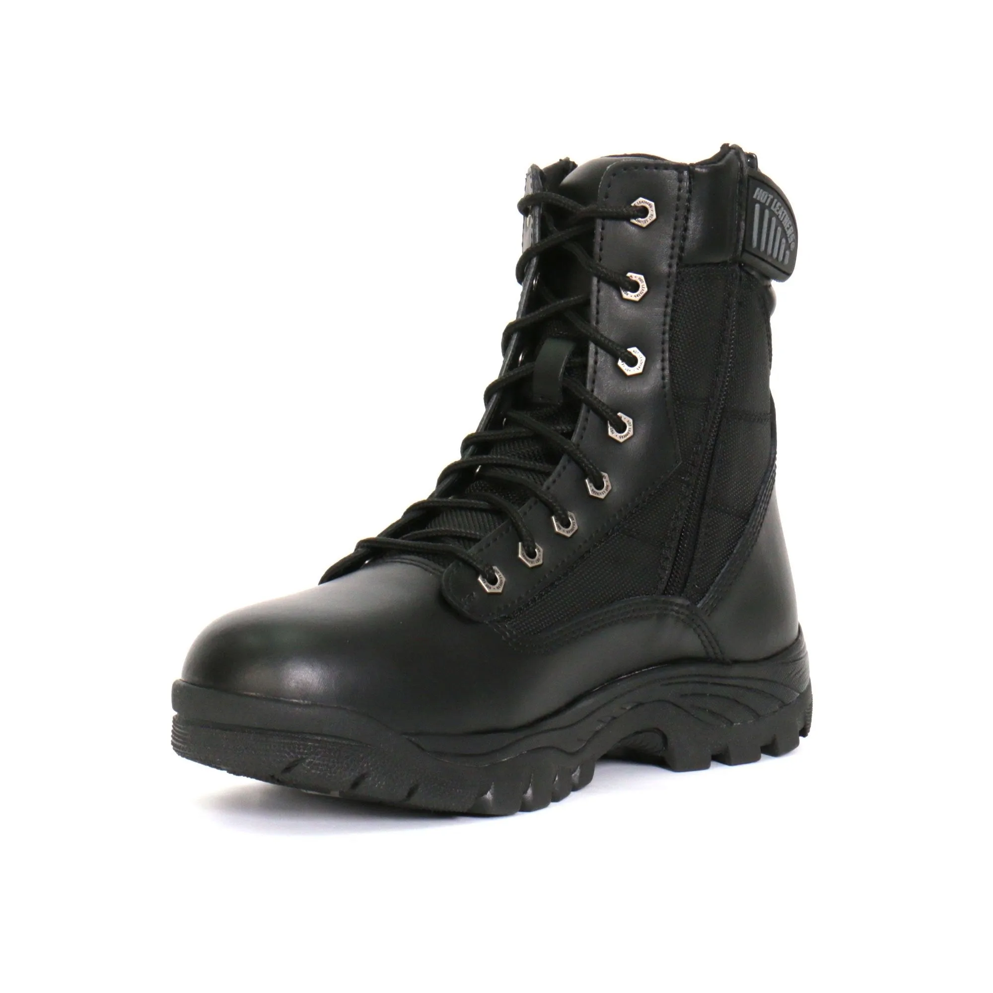 Hot Leathers BTM1012 Men's Black Leather Swat Style Lace Up Boots with Zippers