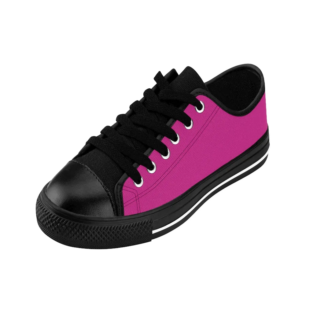 Hot Pink Color Women's Sneakers, Pink Lightweight Low Tops Tennis Running Casual Shoes  For Women