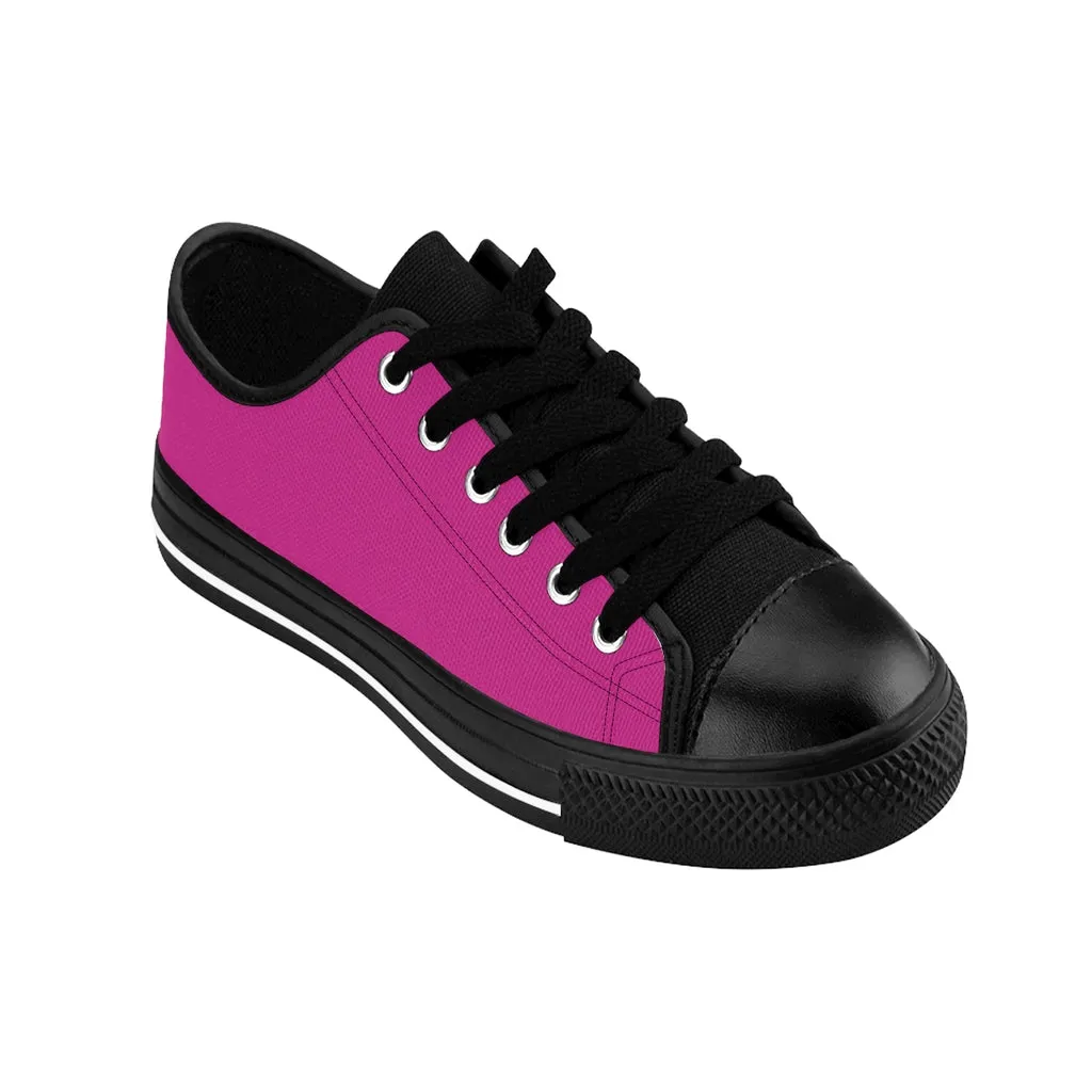 Hot Pink Color Women's Sneakers, Pink Lightweight Low Tops Tennis Running Casual Shoes  For Women