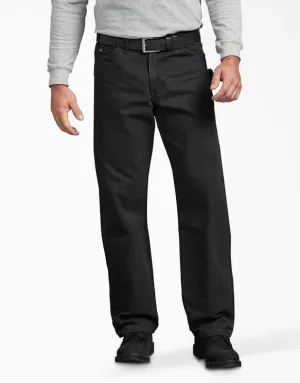 Jeans - Dickies Relaxed Fit Straight Leg Carpenter Duck Jeans, Rinsed Black, DU336