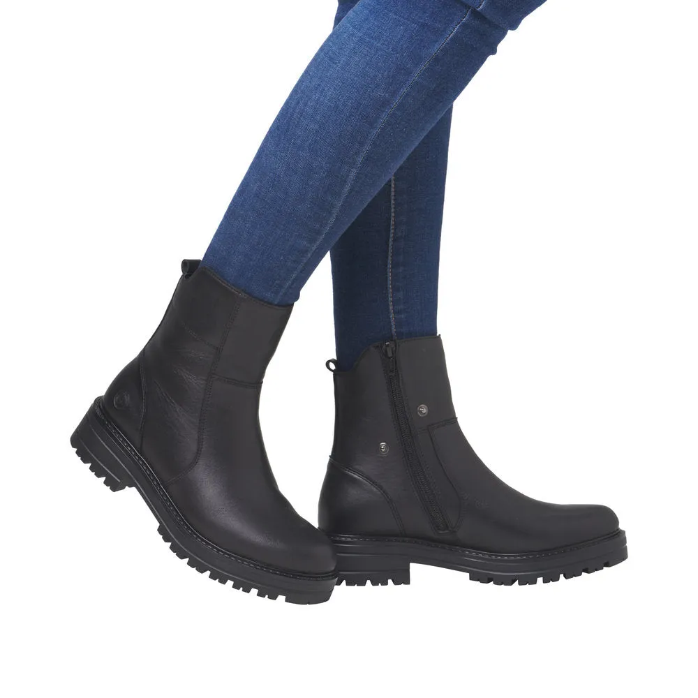 Ladies Remonte Boots Black Leather Chunky  Style D2285-00 sale