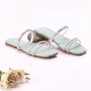 Light Green Fancy Slippers for women