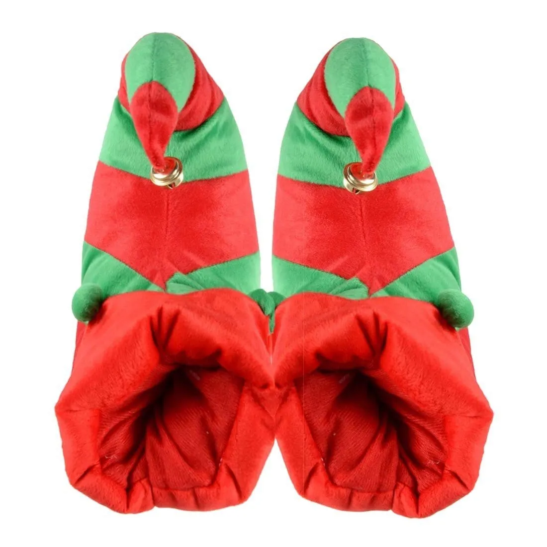 Mens Novelty Christmas Elf Slippers With Bell & Curly Toes