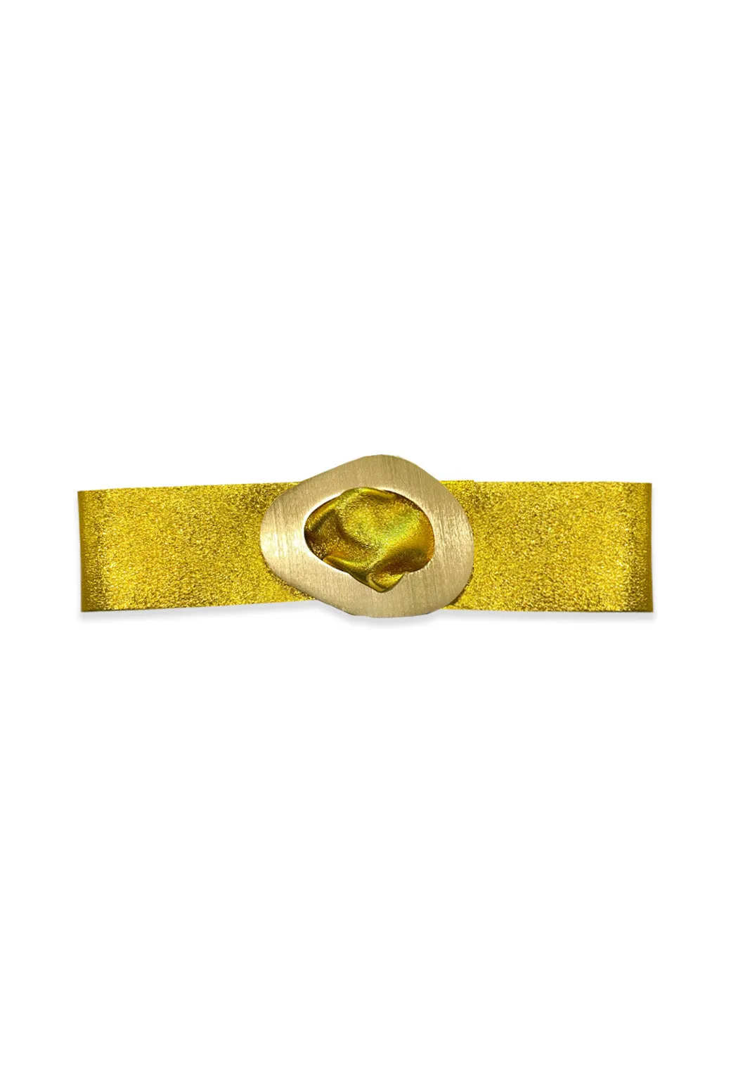 Metallic Leather Belt - Warm Gold