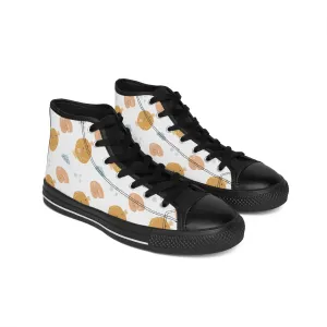 Orange Pufferfish and Sea Life Women's Classic Sneakers