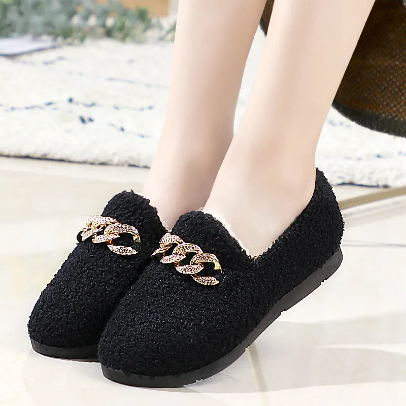 Owlkay Warm and Cozy Slip-On Women's Furry Shoes