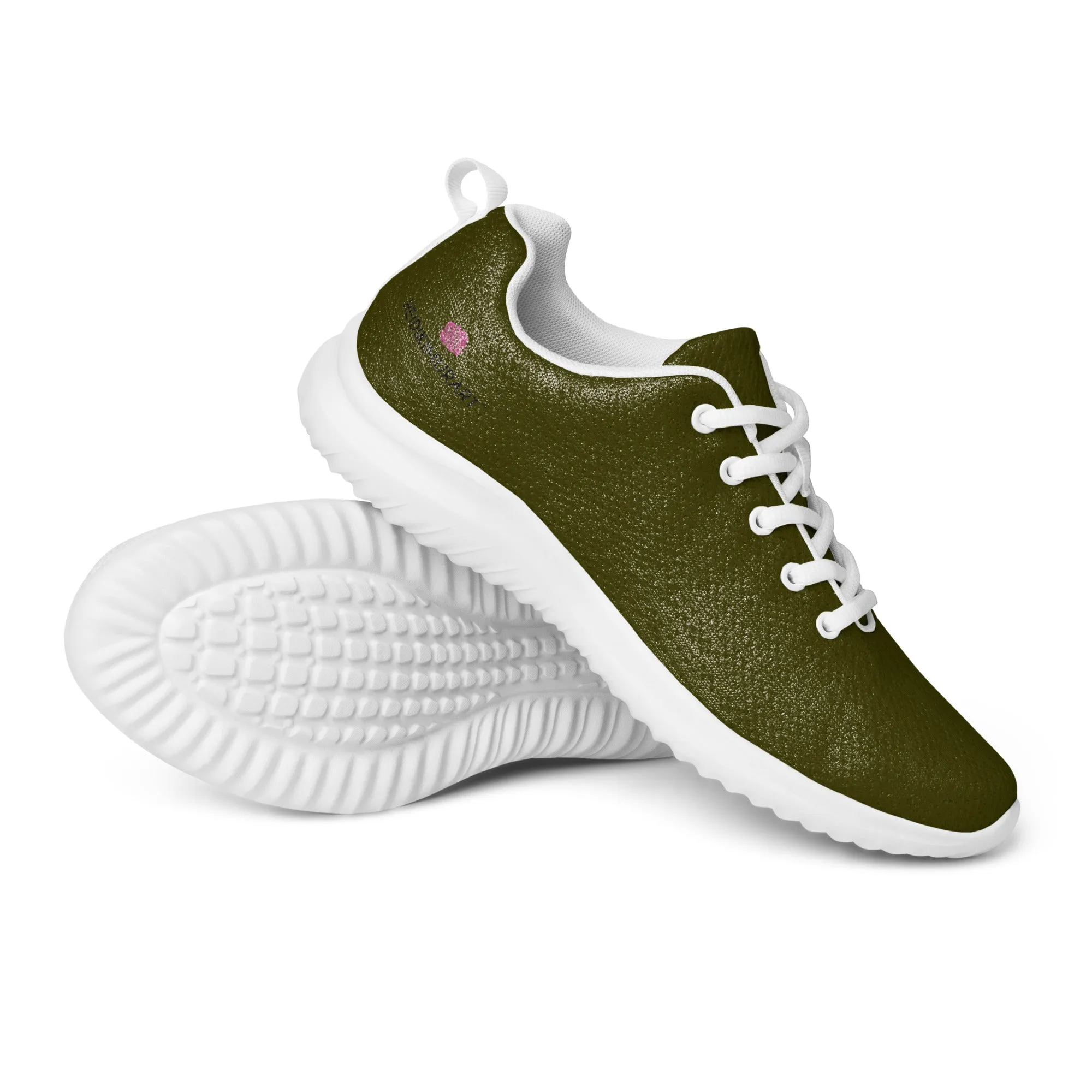 Pine Green Color Men's Sneakers, Solid Color Modern Breathable Lightweight Men’s Athletic Shoes (US Size: 5-13)