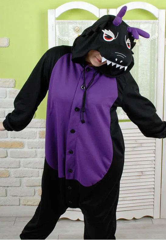 PITaPATs onesie animal jumpsuit costume - long sleeve black dragon