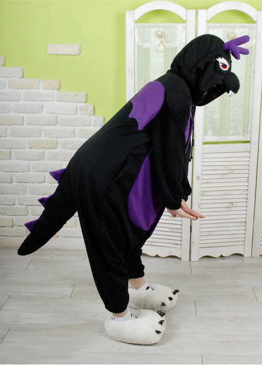 PITaPATs onesie animal jumpsuit costume - long sleeve black dragon