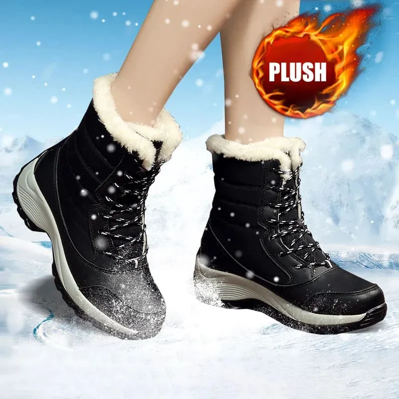 Plush Warm Waterproof Thigh High Winter Boots For Women