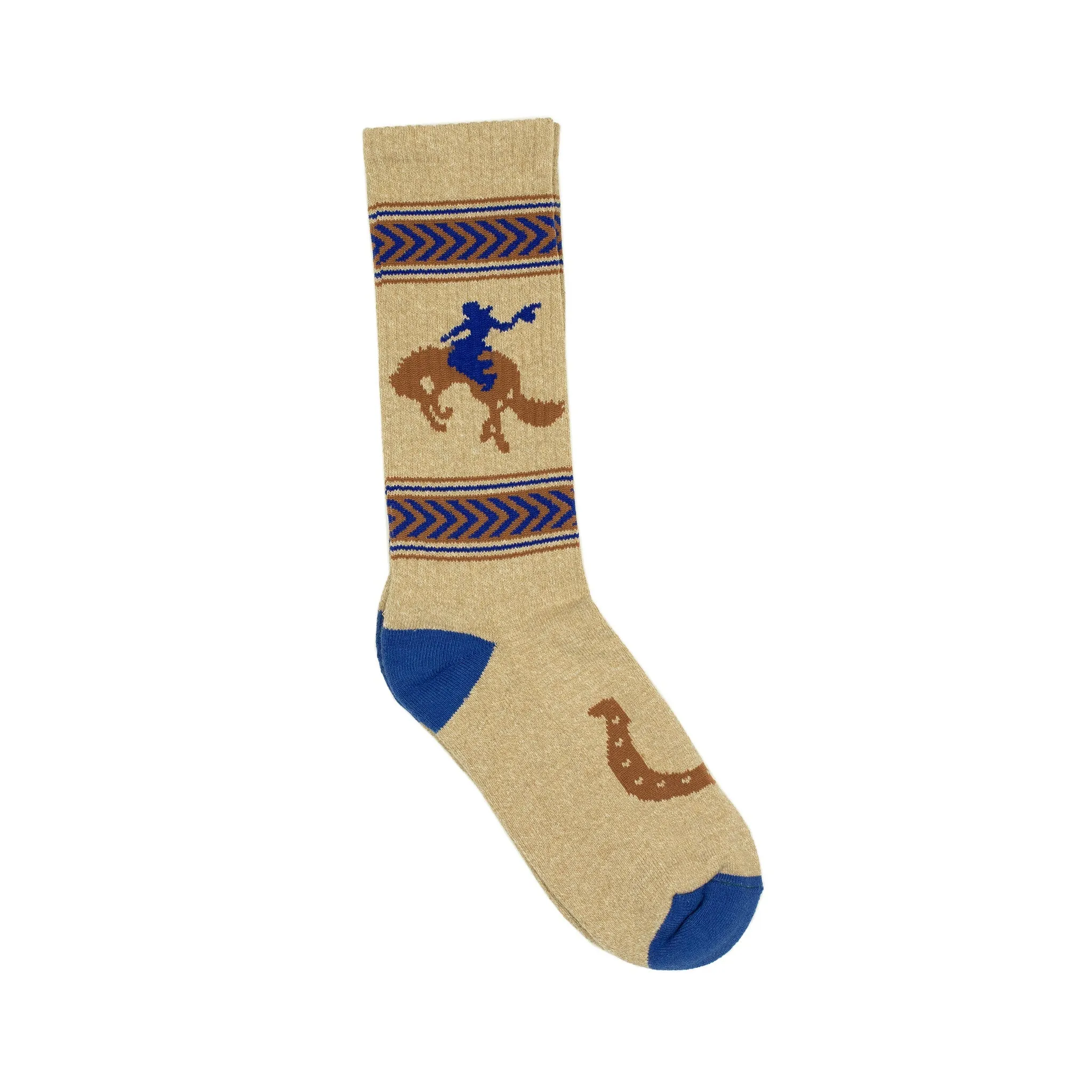 Recycled cotton jacquard socks two-pack: bucking bronco and flying mallard (restock)