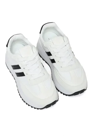 Retro Striped Sneakers-Wht/Blk