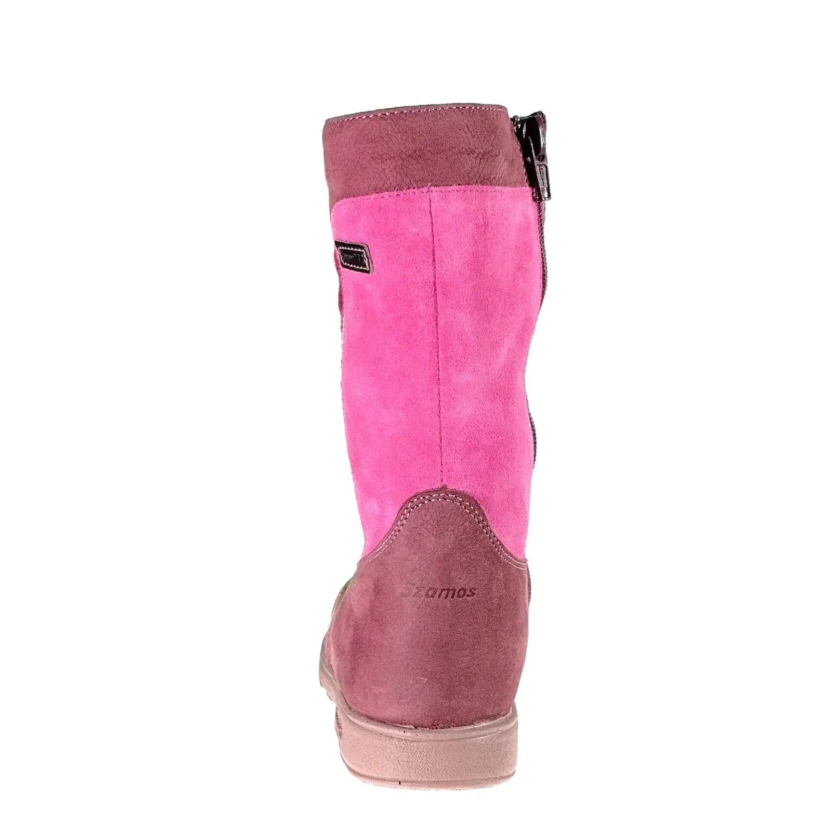 Szamos Kid Girl Supinated Boots Pink And Mauve With Hearts And Side Zipper - Made In Europe