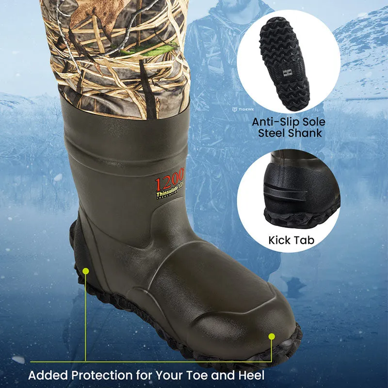 TideWe®Insulated Chest Waders 1200G Waterproof Waders with Steel Shank Boots