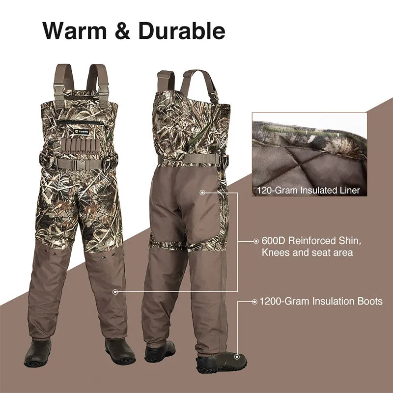 TideWe®Insulated Chest Waders 1200G Waterproof Waders with Steel Shank Boots