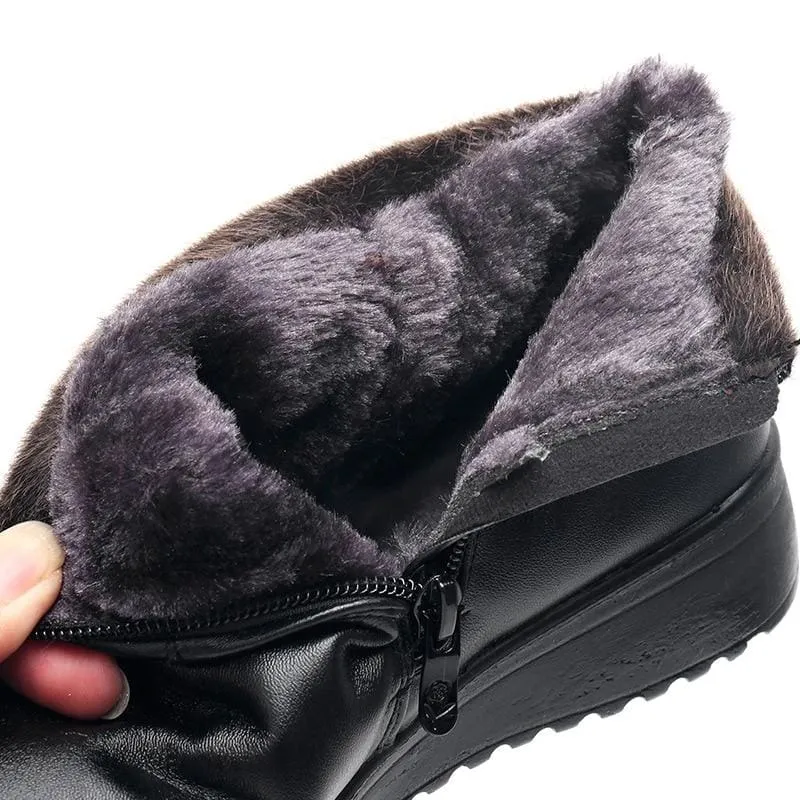 Winter Leather Ankle Warm Boots For Women