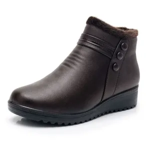 Winter Leather Ankle Warm Boots For Women