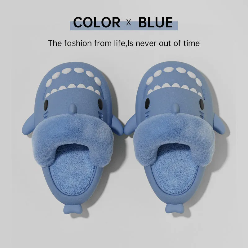 Winter Shark Slippers Detachable Warm Fuzzy Slippers Bedroom House Shoes Women