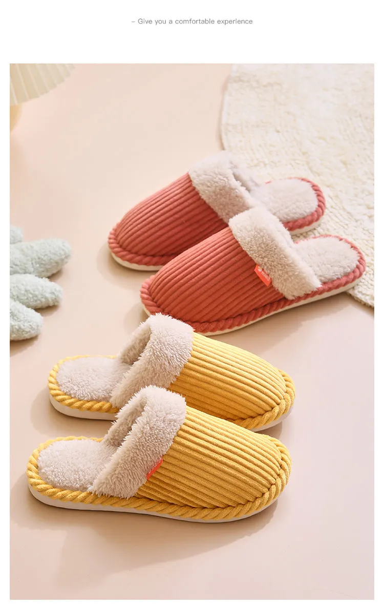 Winter Warm Non-slip Ladies Home Comfortable Corduroy Slippers Women