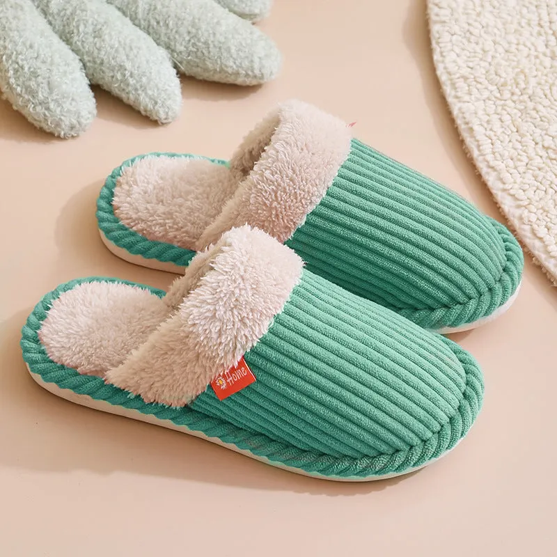 Winter Warm Non-slip Ladies Home Comfortable Corduroy Slippers Women