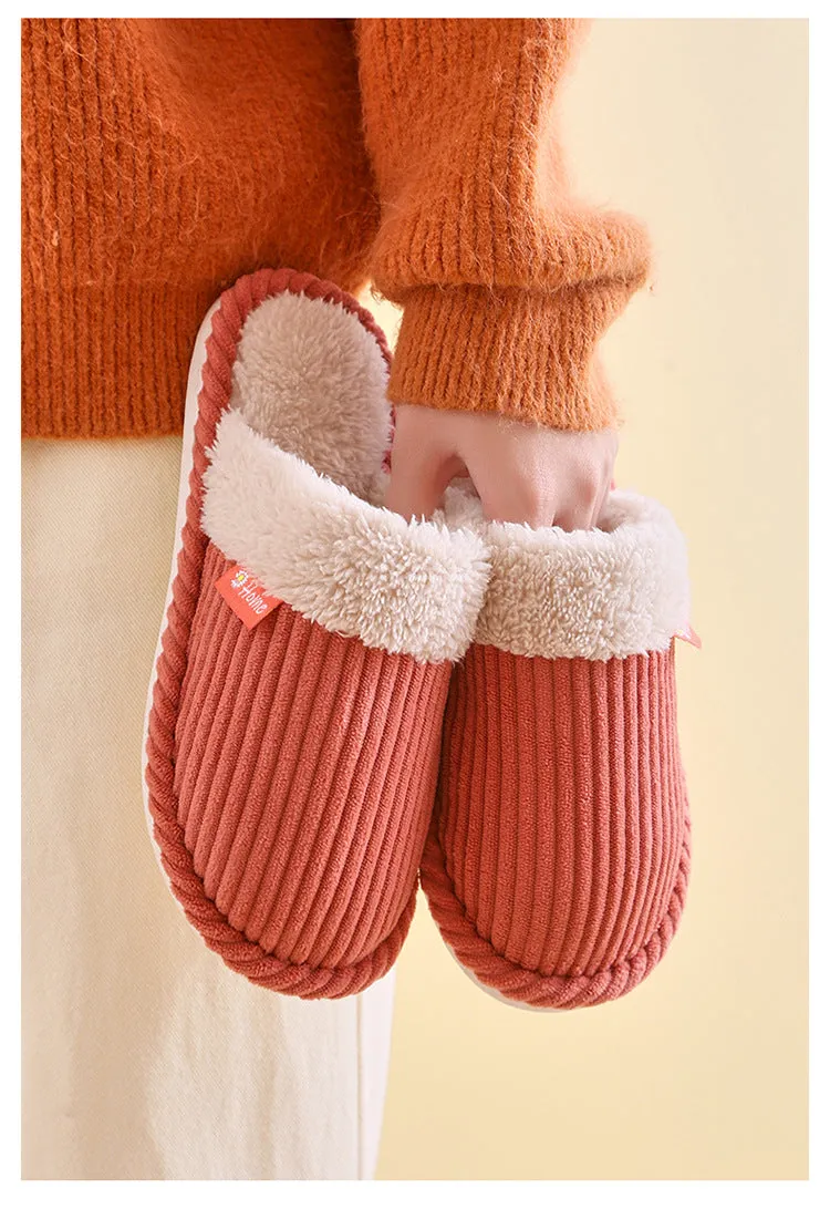 Winter Warm Non-slip Ladies Home Comfortable Corduroy Slippers Women